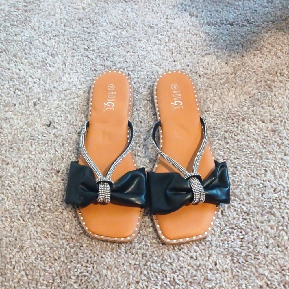 Black rhinestone sandals